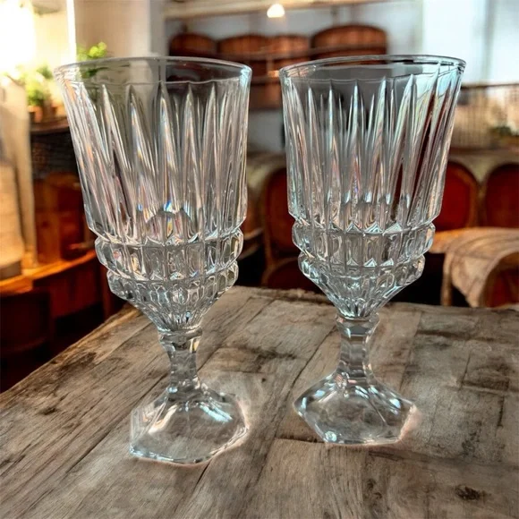 Vintage Fostoria Heritage Lead Crystal Water Goblets | Set of 2 - Picture 3 of 7